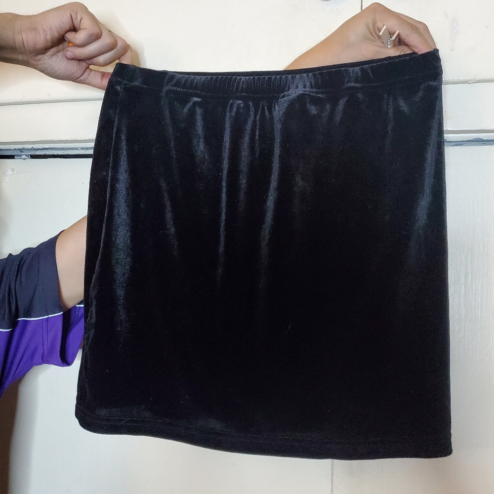 Black velvet tube skirt